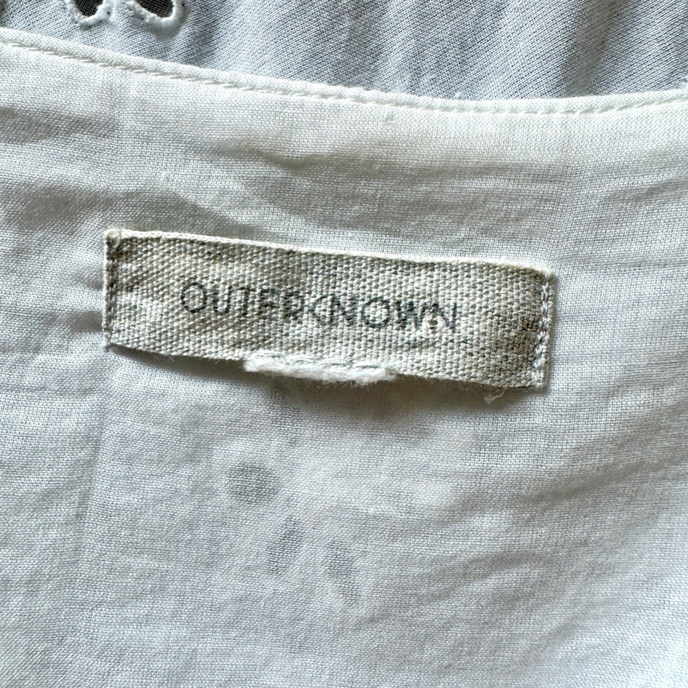 Outerknown Eyelet Kahlo Wrap Dress XS/S White Maxi Ruffle Cottage Feminine Airy - Picture 5 of 14